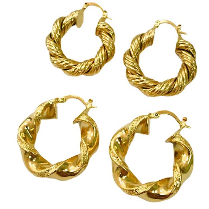 1 Paar INS Style Twist Copper Plating 18K vergoldete Ohrringe