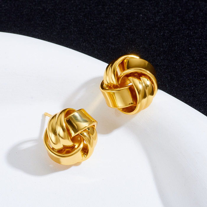 1 Pair Simple Style Solid Color Plating Copper Gold Plated Ear Studs