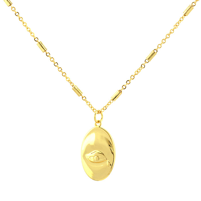 Simple Style Eye Ear Nose Copper Plating 18K Gold Plated Pendant Necklace
