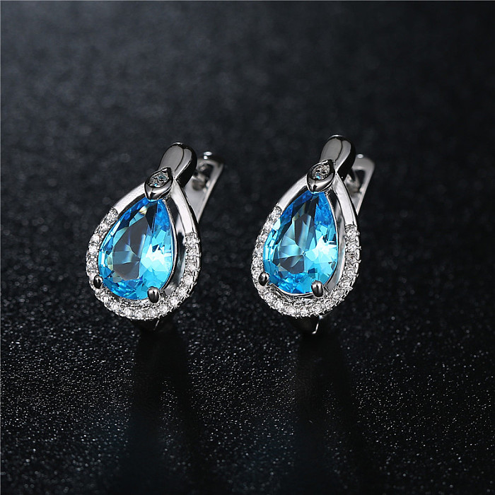 1 Pair Vintage Style Simple Style Water Droplets Inlay Copper Zircon Ear Studs