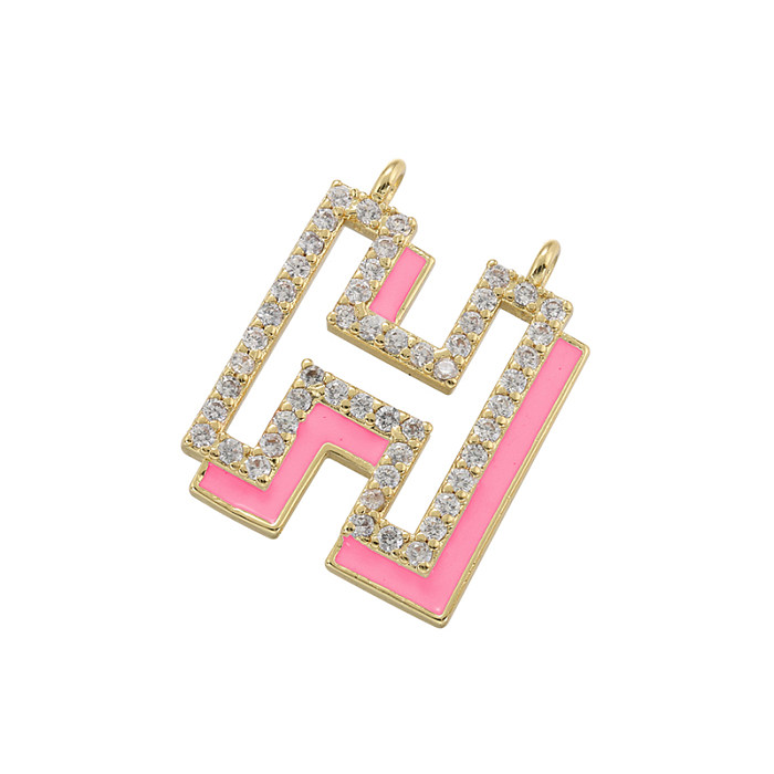 Casual Elegant Simple Style Letter Letter Copper Enamel Plating Inlay Zircon 18K Gold Plated Pendant Necklace