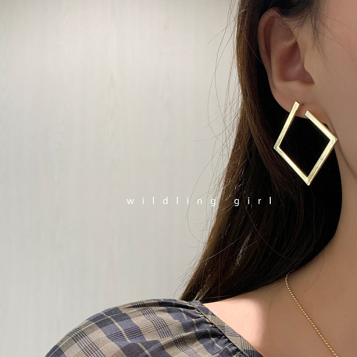1 Pair Simple Style Square Copper Plating Gold Plated Ear Studs