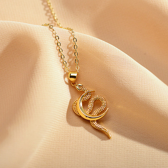 Casual Snake Titanium Steel Copper Plating Gold Plated Pendant Necklace