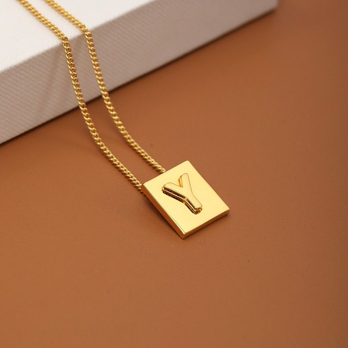 Simple Style Letter Copper Plating Pendant Necklace