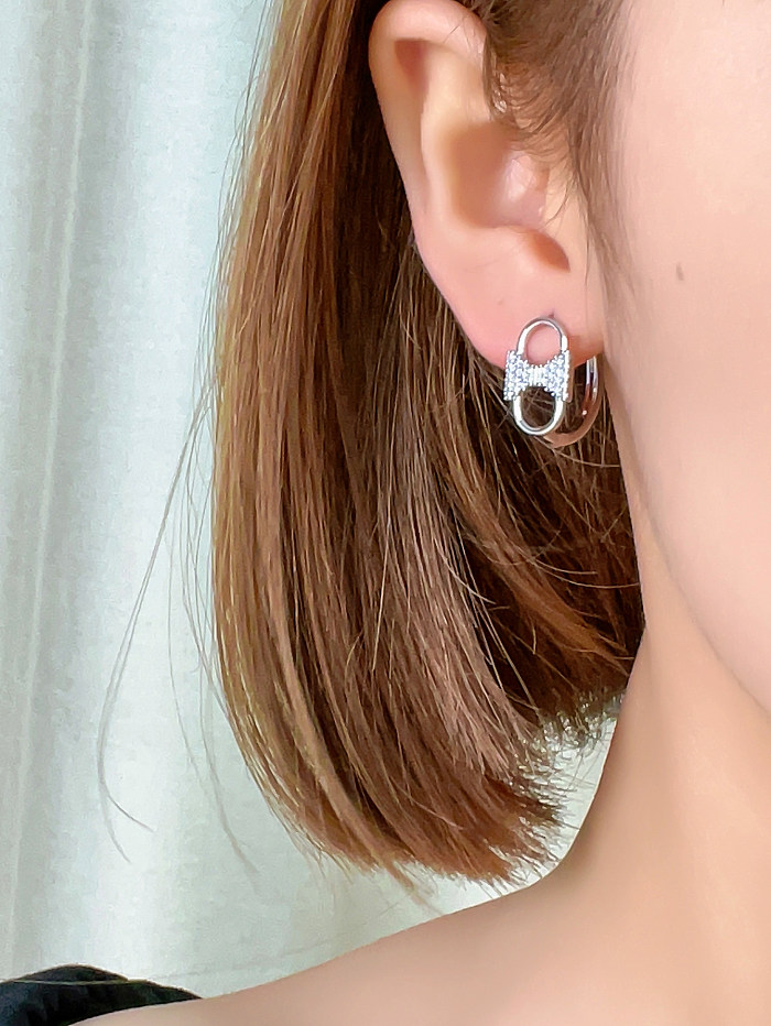 1 Pair Casual Simple Style Solid Color Plating Inlay Copper Zircon White Gold Plated Gold Plated Hoop Earrings