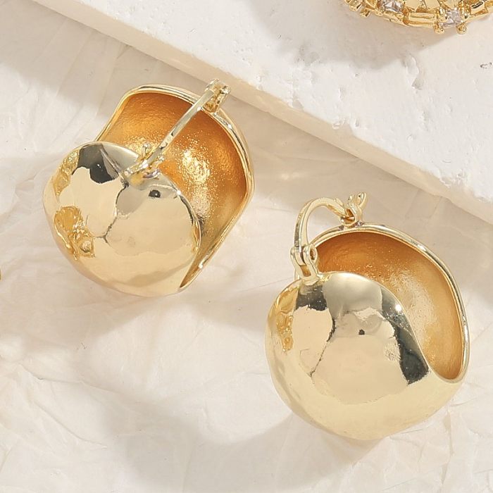 1 Pair Elegant Classic Style Solid Color Copper Plating Inlay Zircon 14K Gold Plated Earrings