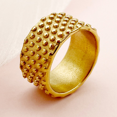 Anéis banhados a ouro geométricos estilo romano retrô clássico com revestimento de aço inoxidável
