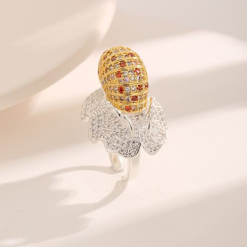Novelty Simple Style Artistic Snails Copper Plating Inlay Zircon 18K Gold Plated Open Rings
