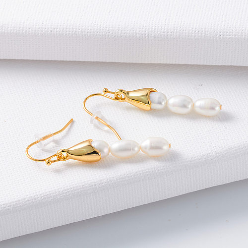 1 paire de boucles d'oreilles rondes en perles artificielles, Style Simple, en cuivre, Patchwork