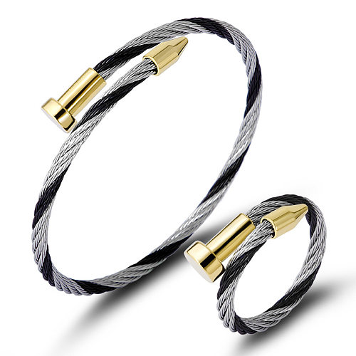 Bracelet de câble torsadé en acier inoxydable de couleur unie de style simple