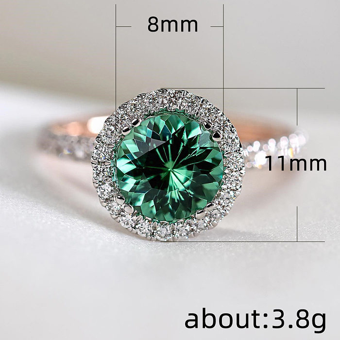 New Fashion Copper Zircon Ladies Ring Silver-plated Micro-emerald Ring