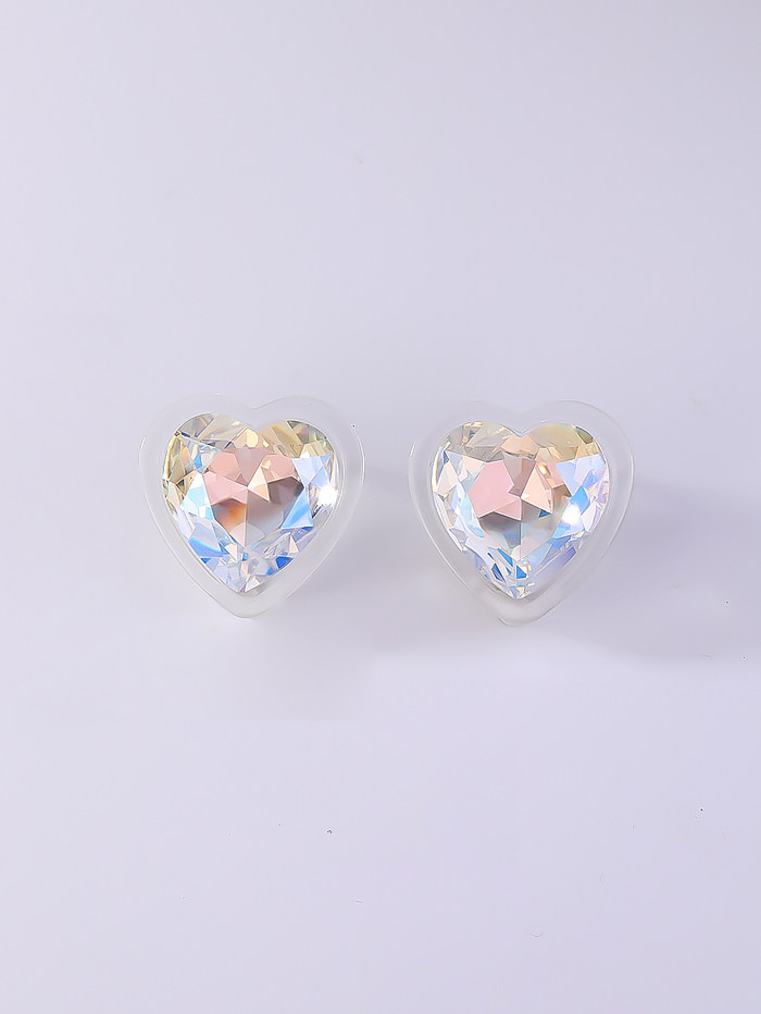 1 Pair Elegant Luxurious Classic Style Square Heart Shape Plating Inlay Sterling Silver Brass Artificial Pearls Zircon 14K Gold Plated Ear Studs