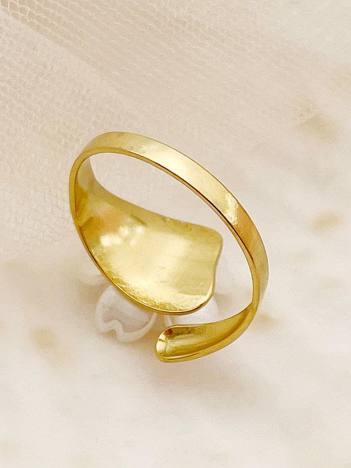 Elegant Sweet Flower Stainless Steel Shell Gold Plated Open Ring In Bulk