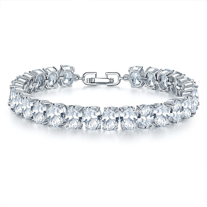 Casual Simple Style Classic Style Round Copper Inlay Zircon Bracelets