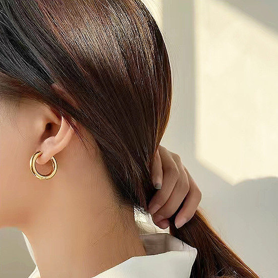 Simple Style Solid Color Copper Earrings Plating Copper Earrings