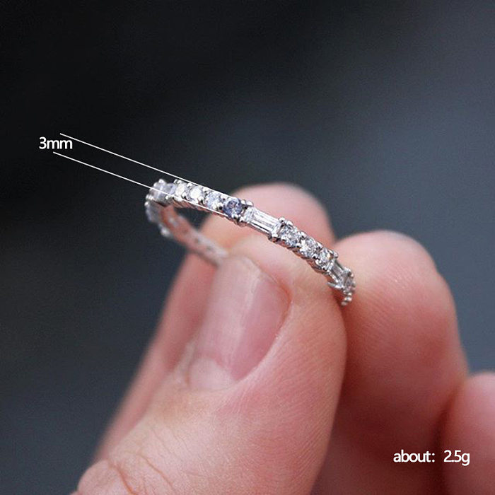 Women's Single Row Full Diamonds Zircon Joint Copper Ring Hand Jewelry Wholesale