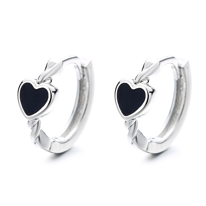 1 Pair Fashion Heart Shape Copper Enamel Earrings