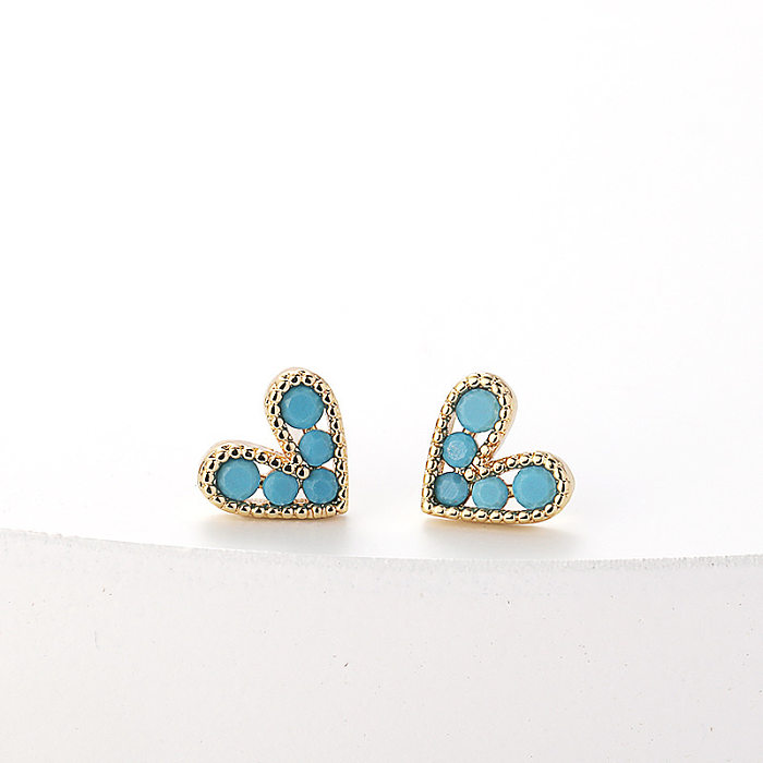 Fashion New Simple Female Heart-shaped Small Copper Earrings
