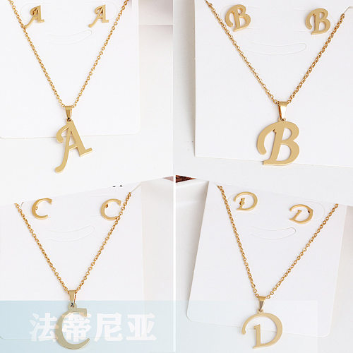 Classic Style Letter Stainless Steel Alloy Plating Earrings Necklace
