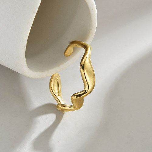 Anéis abertos banhados a ouro 14K de aço inoxidável artístico irregular estilo IG