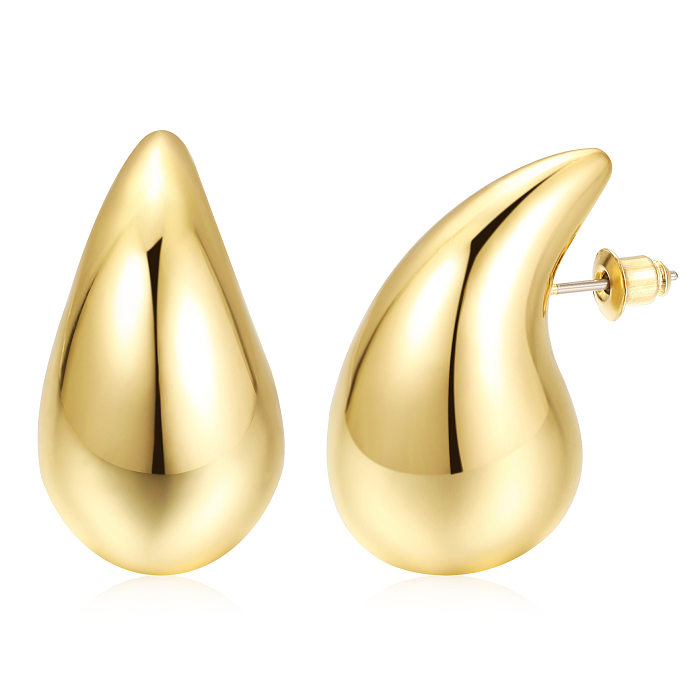 1 Pair Simple Style Water Droplets Plating Alloy Gold Plated Ear Studs