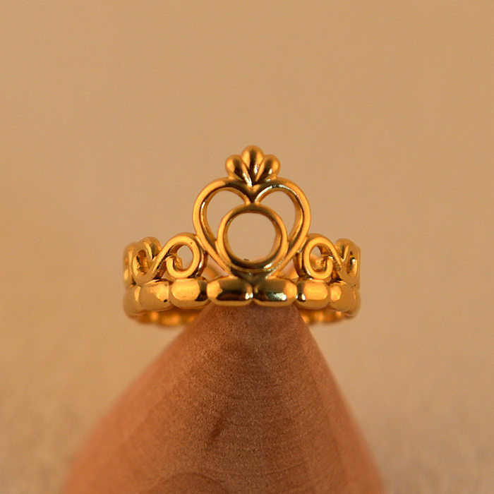 Offener Ring mit Retro-Krone und Titanstahlbeschichtung, 1 Stück