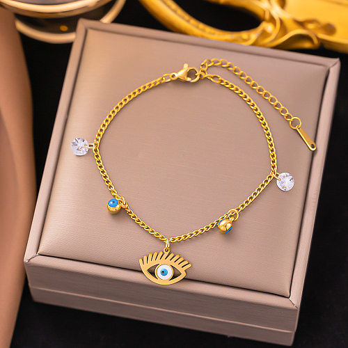 Ethnic Style Devil'S Eye Titanium Steel Plating 18K Gold Plated Bracelets Necklace