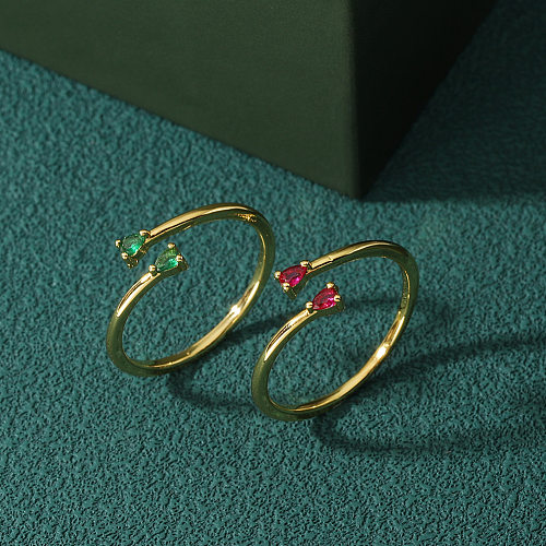 Elegant Solid Color Copper Inlay Zircon Rings
