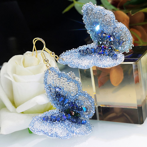 Pendientes colgantes de cobre con mariposa dulce, 1 par