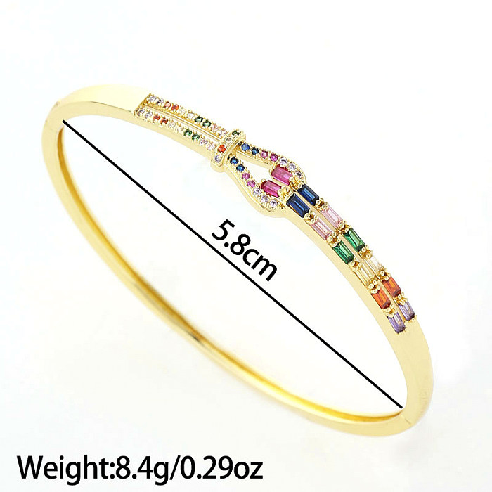 Simple Style Classic Style Rectangle Copper Inlay Zircon Bangle