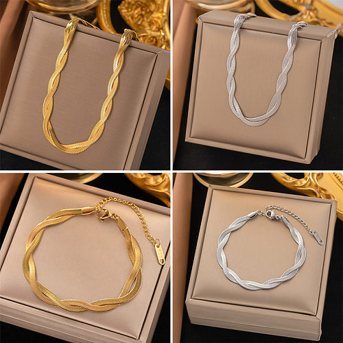 Streetwear Solid Color Titanium Steel Plating Chain Bracelets Necklace
