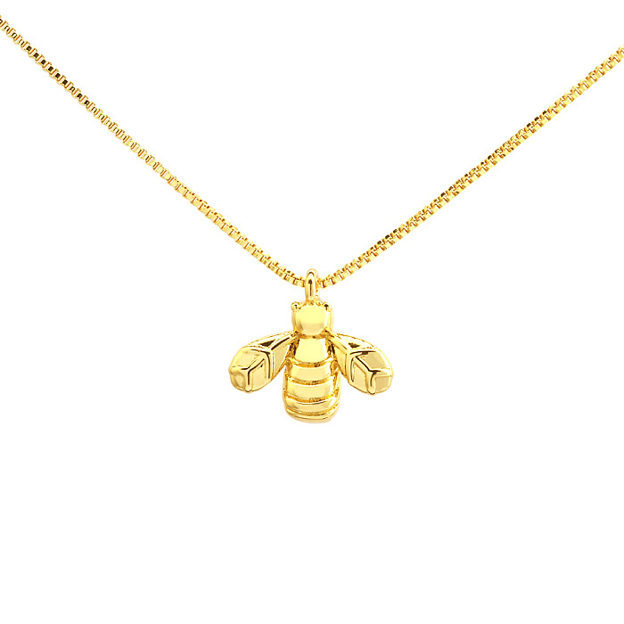 Basic Simple Style Streetwear Bee Copper 18K Gold Plated Pendant Necklace In Bulk
