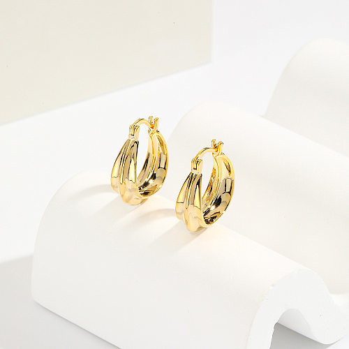 1 Pair Simple Style Solid Color Plating Copper Gold Plated Earrings
