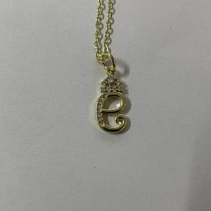 Classic Style Letter Copper 14K Gold Plated Zircon Pendant Necklace In Bulk