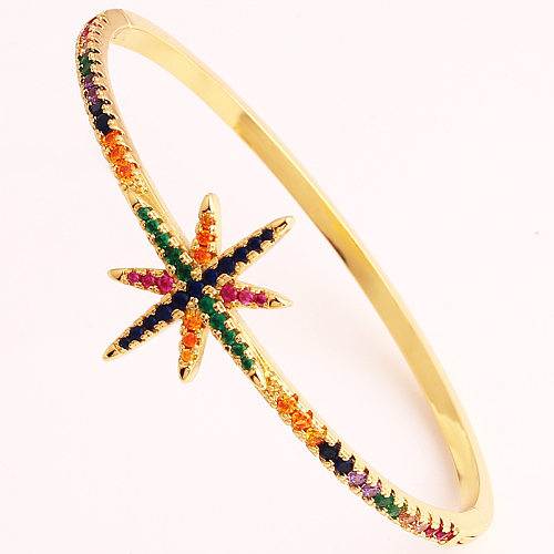 Glam Bracelet rectangulaire en forme d'étoile multicolore en cuivre plaqué or 18 carats avec zircon en vrac