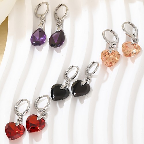 1 Pair Casual Elegant Simple Style Heart Shape Plating Copper White Gold Plated Drop Earrings