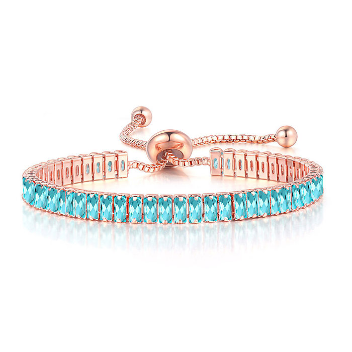 Bracelets en zircon plaqué cuivre rectangulaire Glam
