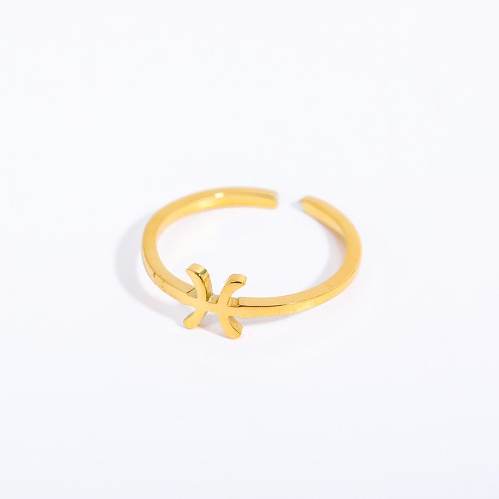 Simple Style Constellation Titanium Steel Plating 18K Gold Plated Open Ring