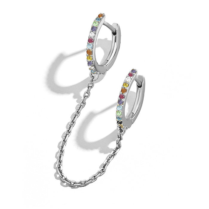 Wholesale Fashion Geometric Multicolor Rhinestone Chaincopper Ear Buckle jewelry