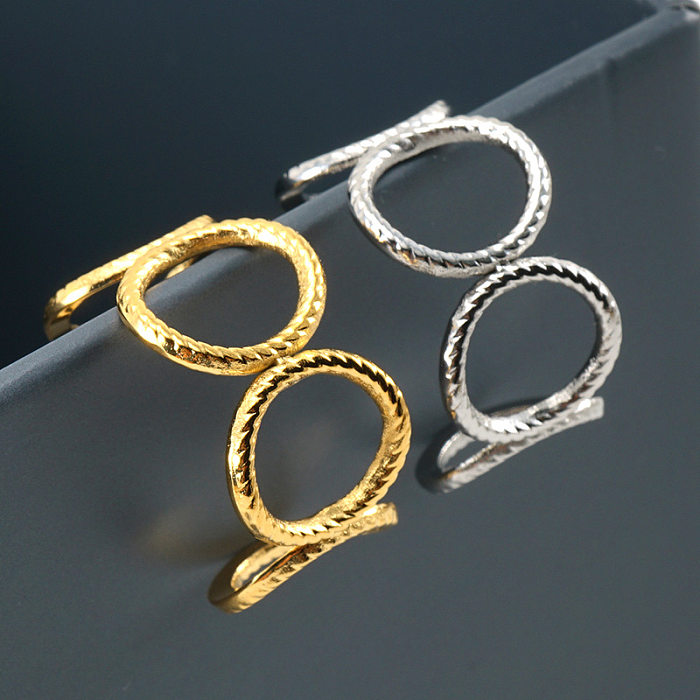 Anneaux en acier inoxydable de placage d'anneau ouvert en acier au titane géométrique de mode