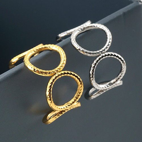 Anéis de aço inoxidável chapeamento de anel aberto geométrico de aço titânio fashion