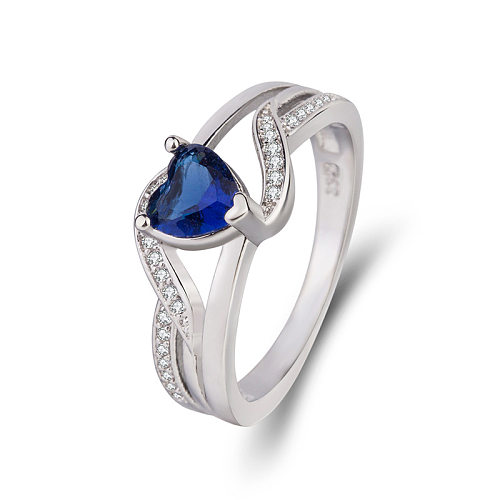 Romantic Heart Shape Copper Inlay Zircon Rings
