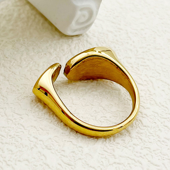 Wholesale Roman Style Oval Stainless Steel Plating Inlay Gold Plated Shell Rings