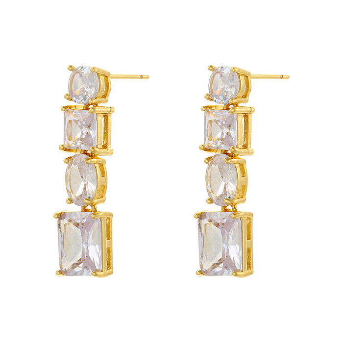 Fashion Geometric Copper Plating Zircon Women'S Rings Earrings Necklace