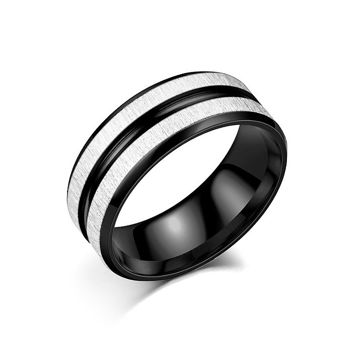 Fashion Stripe Titanium Steel Plating Rings