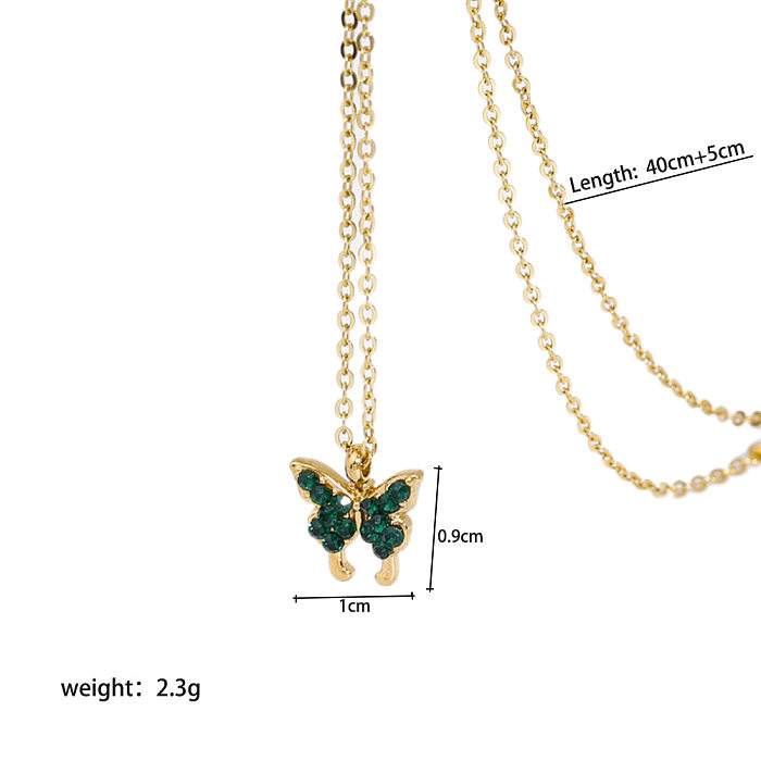 Lady Butterfly Stainless Steel Titanium Steel Plating Inlay Zircon Rings Earrings Necklace