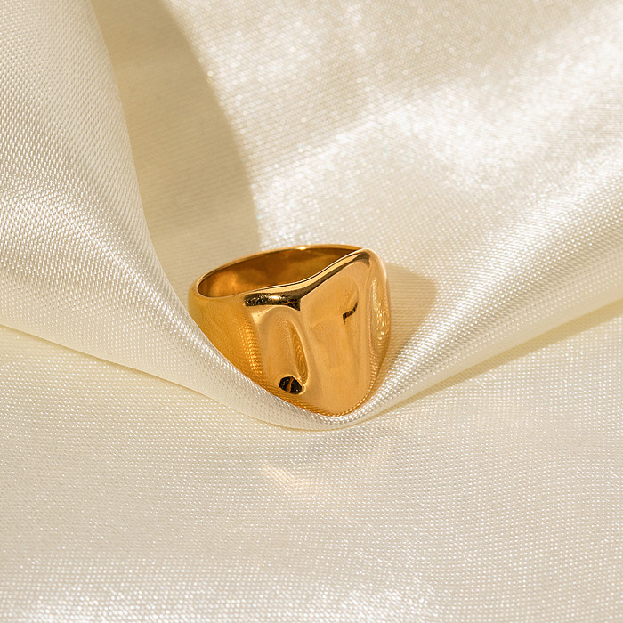 Unregelmäßiger, breiter Bandring aus Edelstahl im IG-Stil, 18 Karat vergoldet, in großen Mengen
