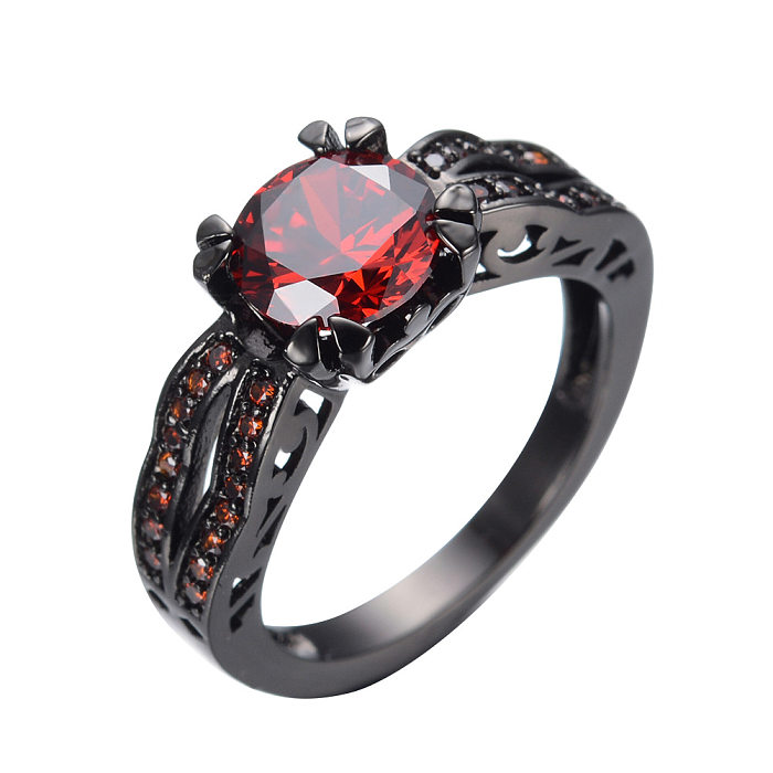 Simple Style Geometric Copper Plating Inlay Zircon Rings