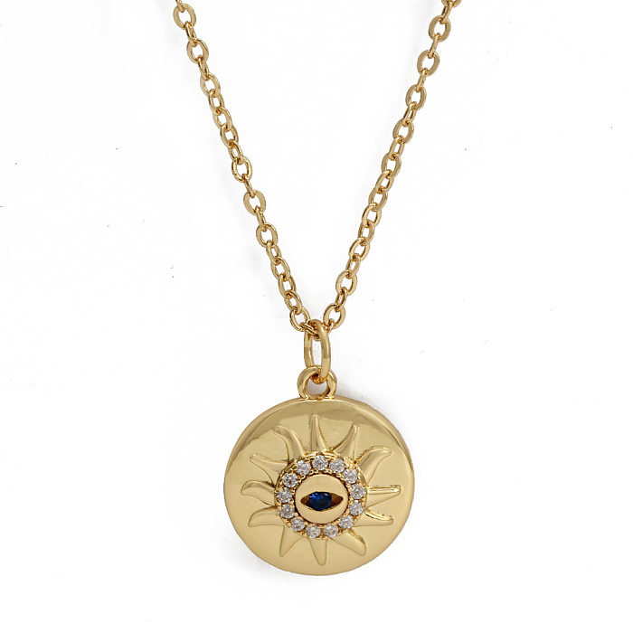 Simple Style Devil'S Eye Heart Shape Copper Artificial Gemstones Pendant Necklace In Bulk