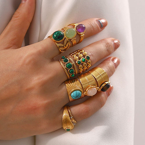 Anéis de pedras preciosas artificiais irregulares de aço inoxidável geométrico da moda